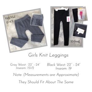 🍃 Girls Bottoms Pants (2) Pair ~ Gray Black Approx 22” to 24” W ~ Similar Fit